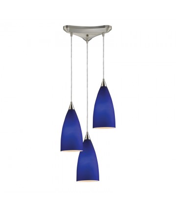 ELK Lighting 2581/3 Vesta 3 Light Pendant in Royal Blue in Satin Nickel