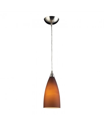 ELK 2582/1 Vesta 1 Light Pendant Satin Nickel Red Glass