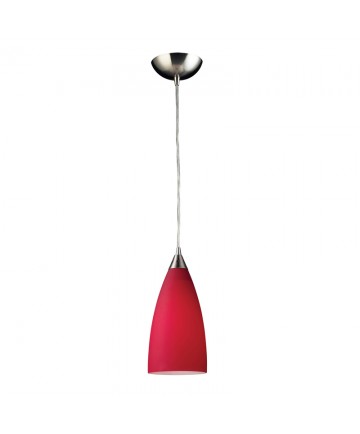 ELK Lighting 2583/1 1 Light Pendant in Satin Nickel with Vesta Red Glass