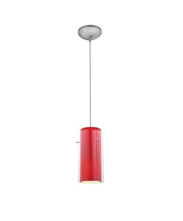 Access Lighting 28033-1C-BS/CLRD Sydney Glass in Glass Cylinder Pendant