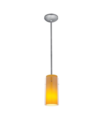 Access Lighting 28033-1R-BS/CLAM Janine Glass in Glass Cylinder Pendant