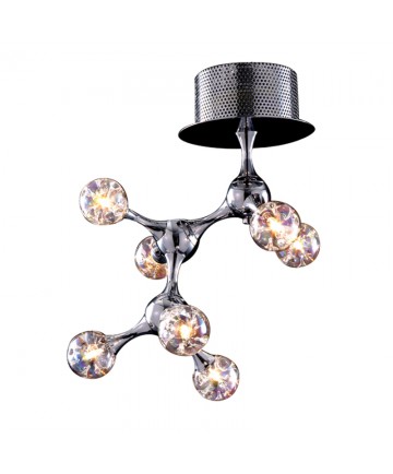 ELK Lighting 30014/7 Molecular Collection 7 Light Semi Flush Mount in Chrome with Rainbow Glass