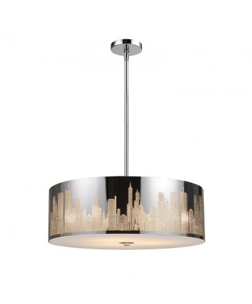 ELK Lighting 31039/5 Skyline 5 Light Pendant in Polished Stainless Steel