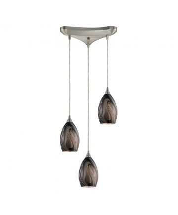 ELK Lighting 31133/3ASH Formations/ashflow 3 Light Pendant in Satin Nickel