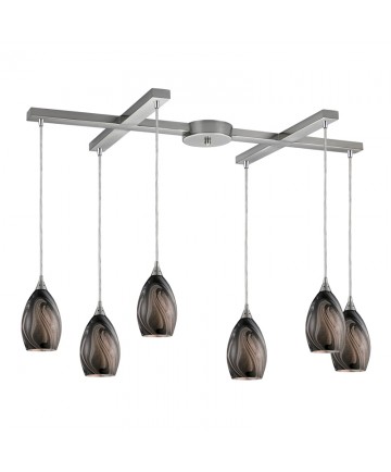 ELK Lighting 31133/6ASH Formations/ashflow 6 Light Pendant in Satin Nickel