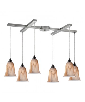 ELK Lighting 31138/6 Granite 6 Light Pendant in Satin Nickel