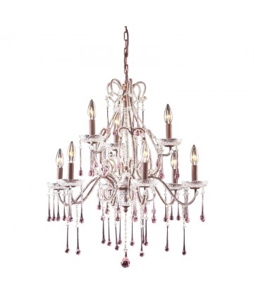 ELK Lighting 4013/6+3RS Opulence 9 Light Chandelier in Rust and Rose Crystal