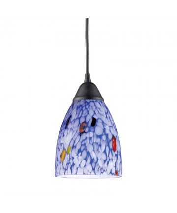 ELK Lighting 406-1BL Classico 1 Light Pendant in Dark Rust and Starlight Blue Glass