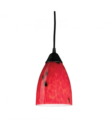 ELK Lighting 406-1FR Classico 1 Light Pendant in Dark Rust and Fire Red Glass