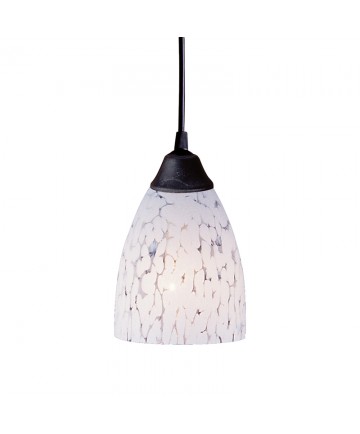 ELK Lighting 406-1SW Classico 1 Light Pendant in Dark Rust and Show White Glass