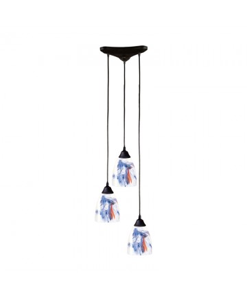 ELK Lighting 406-3MT Classico 3 Light Pendant in Dark Rust and Mountain Glass