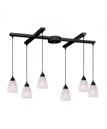 ELK Lighting 406-6SW Classico 6 Light Pendant in Dark Rust and Show White Glass