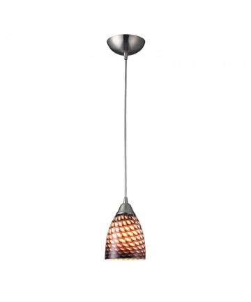 ELK Lighting 416-1C Arco Baleno 1 Light Pendant in Satin Nickel and Coco Glass