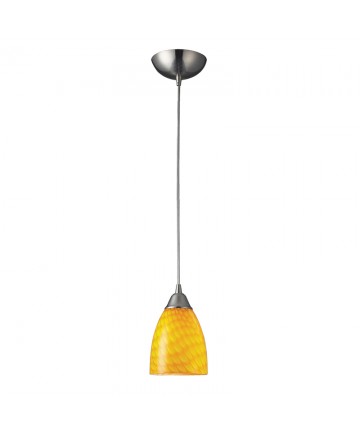 ELK Lighting 416-1CN Arco Baleno 1 Light Pendant in Satin Nickel and Canary Glass