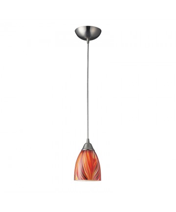 ELK Lighting 416-1M Arco Baleno 1 Light Pendant in Satin Nickel and Multi Glass