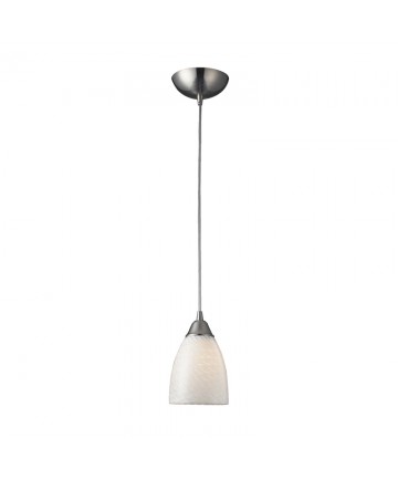 ELK Lighting 416-1WS Arco Baleno 1 Light Pendant in Satin Nickel and White Swirl Glass