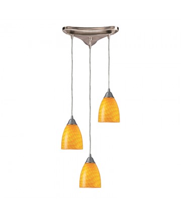 ELK Lighting 416-3CN Arco Baleno 3 Light Pendant in Satin Nickel and Canary Glass