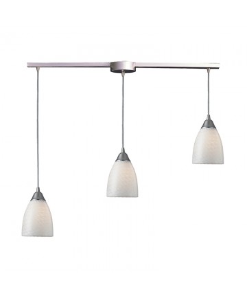 ELK Lighting 416-3L-WS Arco Baleno 3 Light Pendant in Satin Nickel and White Swirl Glass