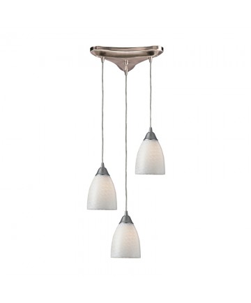 ELK Lighting 416-3WS Arco Baleno 3 Light Pendant in Satin Nickel and White Swirl Glass