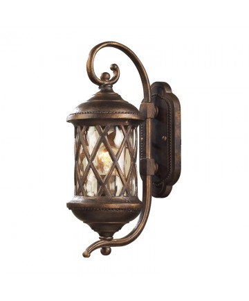 ELK Lighting 42030/1 Barrington Gate 1 Light Outdoor Sconce in Hazlenut Bronze and Designer Water Glass