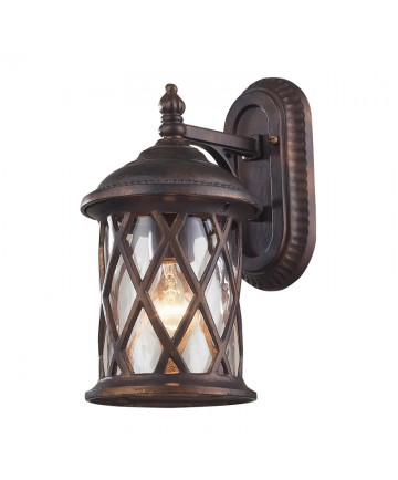 ELK Lighting 42035/1 Barrington Gate 1 Light Outdoor Sconce in Hazlenut Bronze and Designer Water Glass