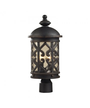 ELK Lighting 42064/2 Tuscany Coast 2 Light Post Light in Weathered Charcoal and Clear Seeded Glass