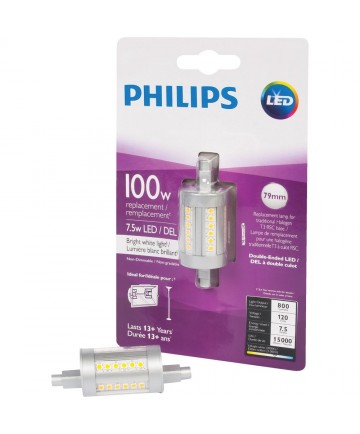 Philips Lighting 471946 Philips T3 Double-Ended LED Special Purpose Light Bulb R7S 7.5 Watts 120 Volts T3 79mm