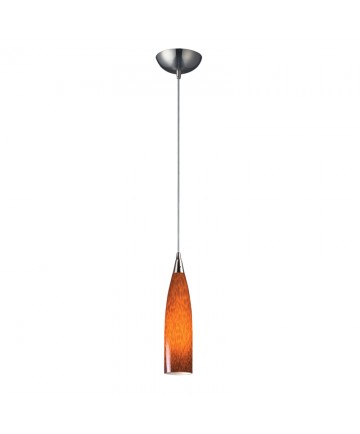 ELK Lighting 501-1ES Lungo 1 Light Pendant in Satin Nickel and Espresso Glass