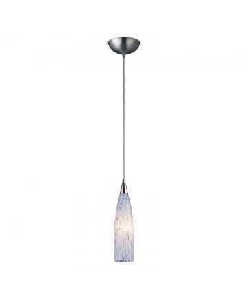 ELK Lighting 501-1SW Lungo 1 Light Pendant in Satin Nickel and Snow White Glass