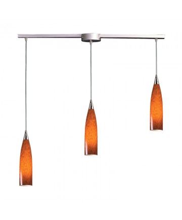 ELK Lighting 501-3L-ES Lungo 3 Light Pendant in Satin Nickel and Espresso Glass