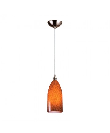ELK Lighting 502-1ES Verona 1 Light Pendant in Satin Nickel and Espresso Glass