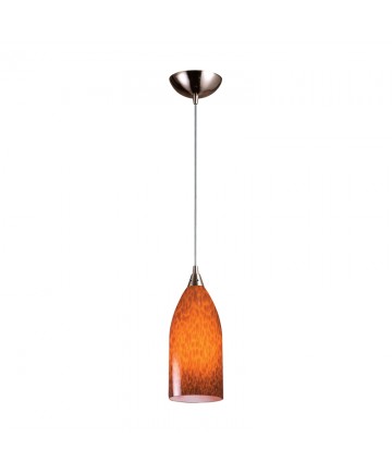 ELK Lighting 502-1ES Verona 1 Light Pendant in Satin Nickel and Espresso Glass