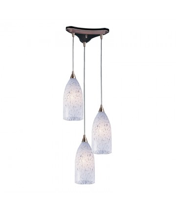 ELK Lighting 502-3SW Verona 3 Light Pendant in Satin Nickel and Snow White Glass