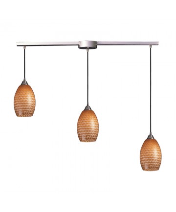 ELK Lighting 517-3L-C Mulinello 3 Light Pendant in Satin Nickel and Coco Glass