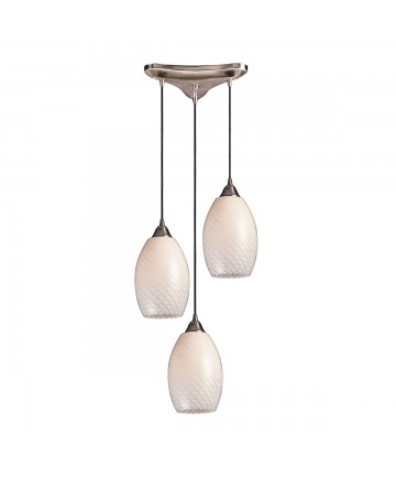 ELK 517-3WS Mulinello 3 Light Pendant Satin Nickel White Swirl