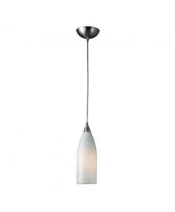 ELK Lighting 522-1WS Cilindro 1 Light Pendant in Satin Nickel with White Swirl Glass