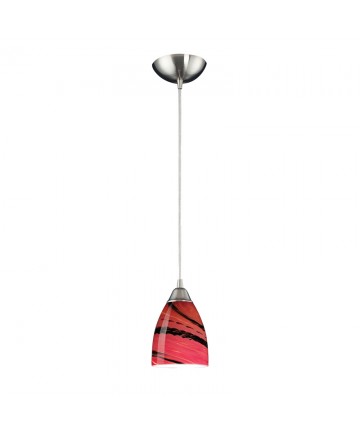 ELK Lighting 527-1A Pierra 1 Light Pendant in Satin Nickel and Autumn Glass