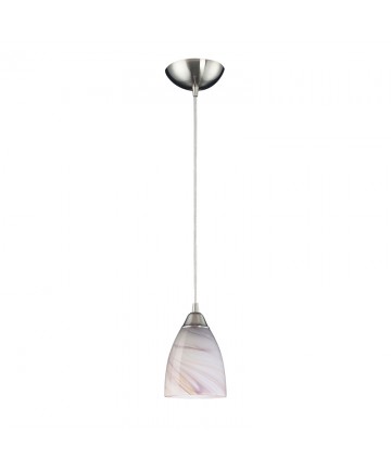 ELK Lighting 527-1CR Pierra 1 Light Pendant in Satin Nickel and Creme Glass