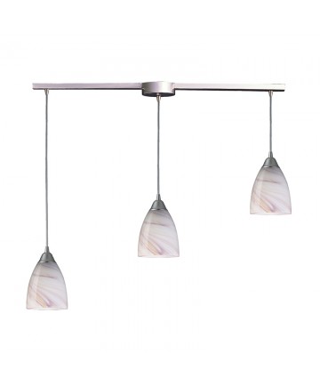 ELK Lighting 527-3L-CR Pierra 3 Light Pendant in Satin Nickel and Creme Glass