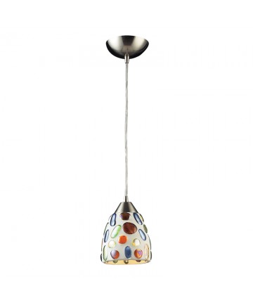 ELK Lighting 542-1 Gemstone 1 Light Genstone Pendant with Satin Nickel Hardware