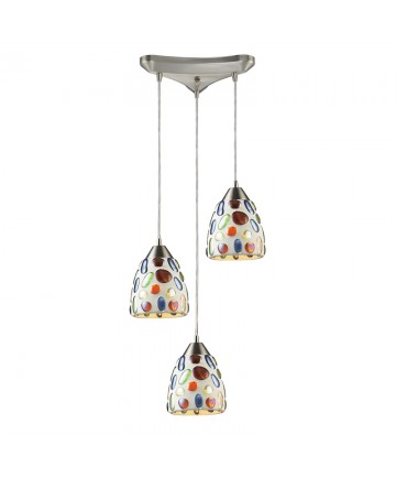 ELK Lighting 542-3 Gemstone 3 Light Genstone Pendant with Satin Nickel Hardware