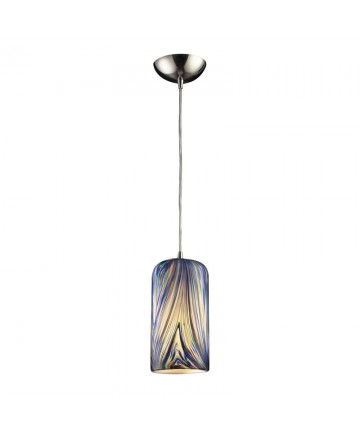 ELK Lighting 544-1MO 1 Light Pendant in Satin Nickel and Molten Ocean Glass