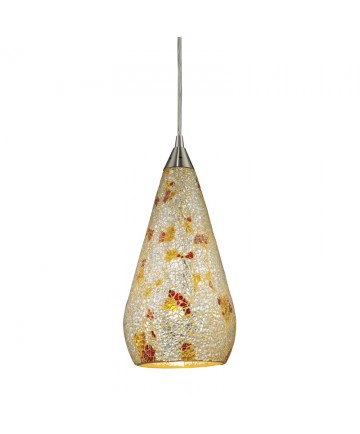 ELK Lighting 546-1SLVM-CRC Curvalo 1 Light Pendant in Satin Nickel with Silver Multicolored Crackle