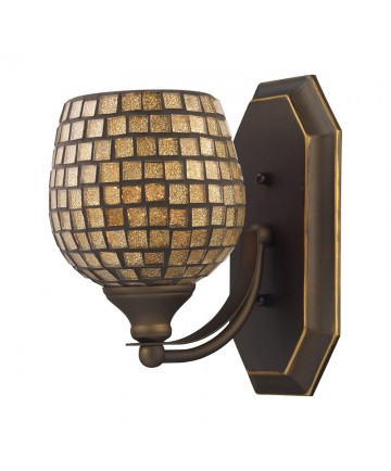 ELK Lighting 570-1B-GLD 1 Light Vanity in Aged Bronze and Gold Mosaic Glass