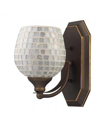 ELK Lighting 570-1B-SLV 1 Light Vanity in Aged Bronze and Silver Mosaic Glass