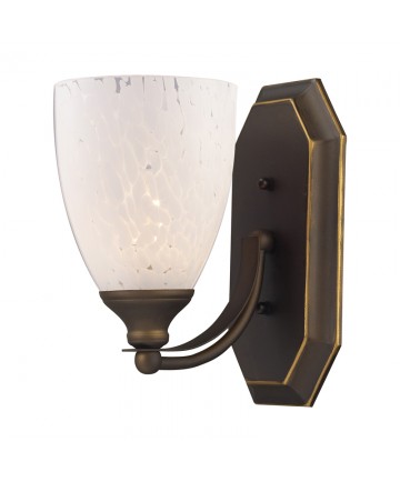 ELK Lighting 570-1B-SW 1 Light Vanity in Aged Bronze and Snow White Glass