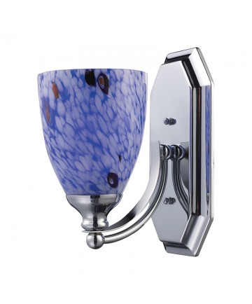 ELK Lighting 570-1C-BL 1 Light Vanity in Polished Chrome and Starburst Blue Glass