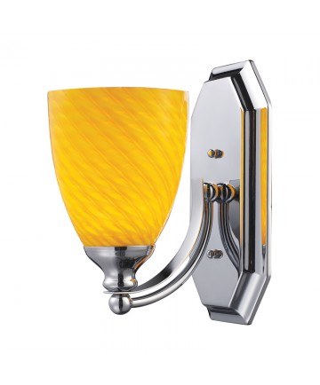 ELK Lighting 570-1C-CN 1 Light Vanity in Polished Chrome and Canary Glass