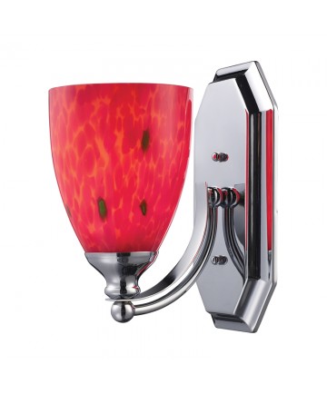 ELK Lighting 570-1C-FR 1 Light Vanity in Polished Chrome and Fire Red Glass