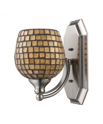 ELK Lighting 570-1C-GLD 1 Light Vanity in Polished Chrome and Gold Mosaic Glass